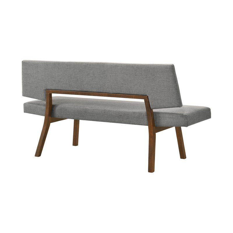 Channell Wood Dining Bench - Walnut Finish with Charcoal Fabric