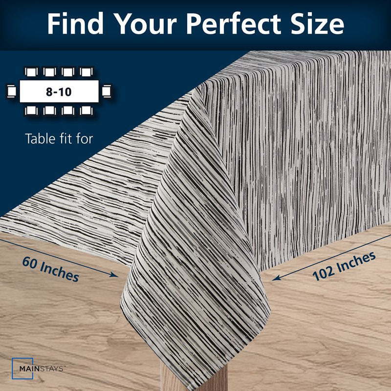 Striped Tablecloth - Black & White, 60" x 102"