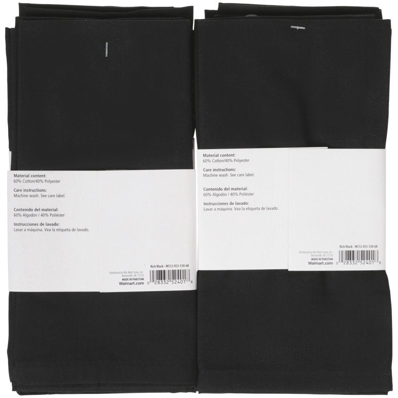 Easy Care Fabric Napkin Set of 12 - Rich Black