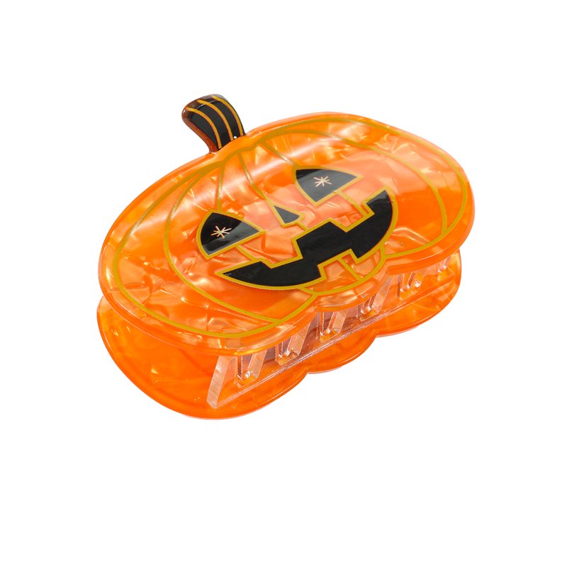 Halloween Pumpkin Claw Hair Clip - Multicolor Jack-O-Lantern Style