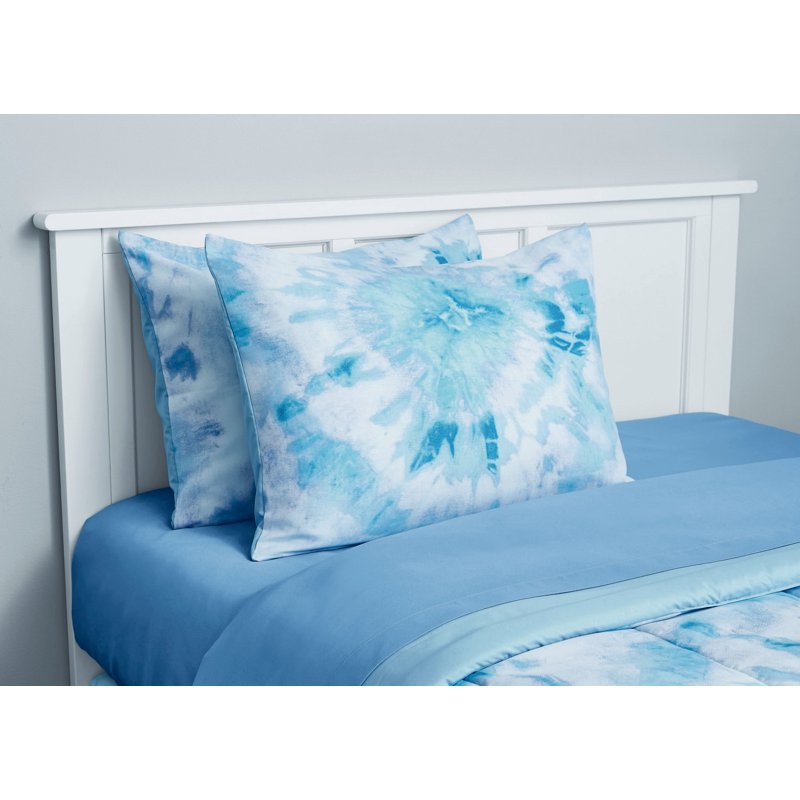 Mainstays Queen Blue Tie Dye Bed in a Bag Comforter Set with Sheets