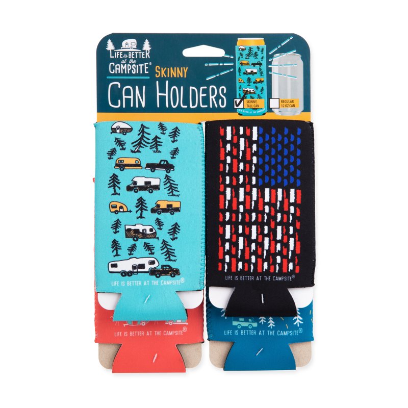2 Pack RV-Themed Neoprene Skinny Can Sleeves - Multicolor