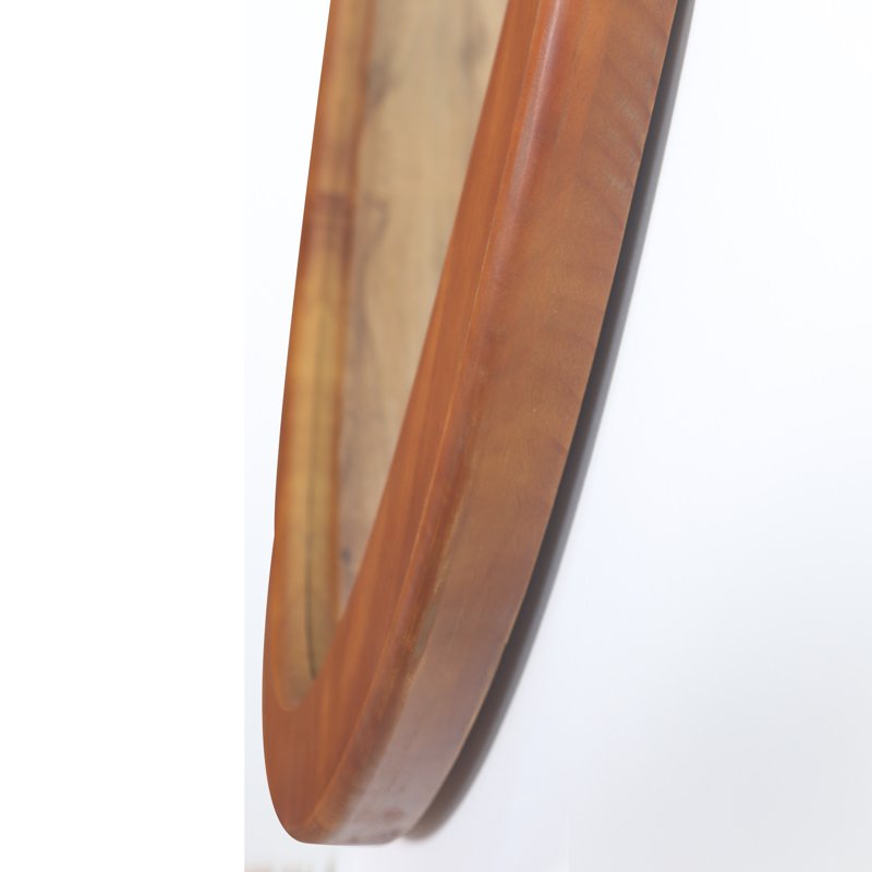 45-Inch Asymmetrical Wall Mirror with Solid Wood Frame - Mid-Century Style, Walnut Finish