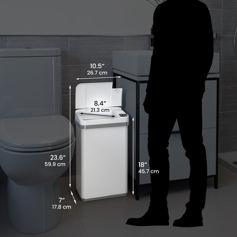4-Gal Sensor Trash Can with Deodorizer - Pearl White
