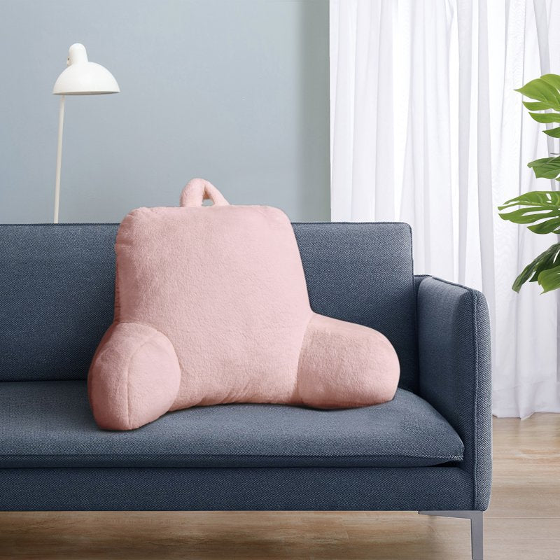 Mainstays Faux Fur Plush Bed Rest Pillow - Peach Pink, 18.5 x 32.5 in