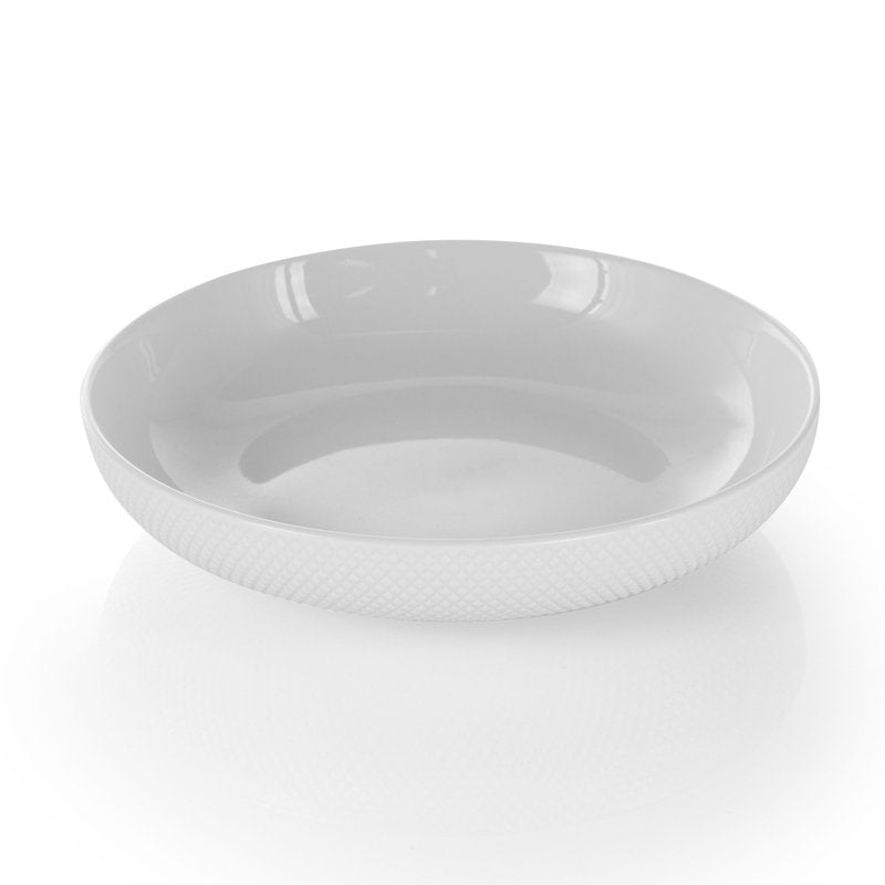 18-Piece Round Porcelain Dinnerware Set - White with Embossed Design
