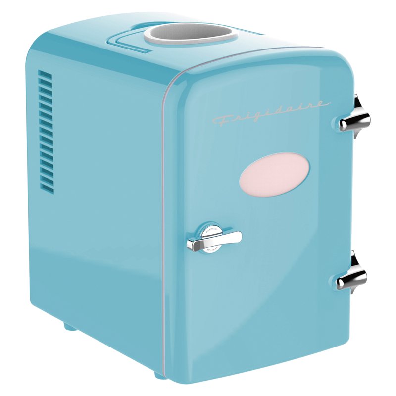 Retro 4L Portable Mini Fridge with Top Can Holder - Blue