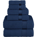 Navy 6-Piece Cotton Towel Set - Bath, Hand & Washcloths, Plush & Absorbent