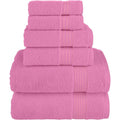 Turkish Cotton Towel Set - 6 Pieces Light Pink Bath & Hand Towels, Washcloths