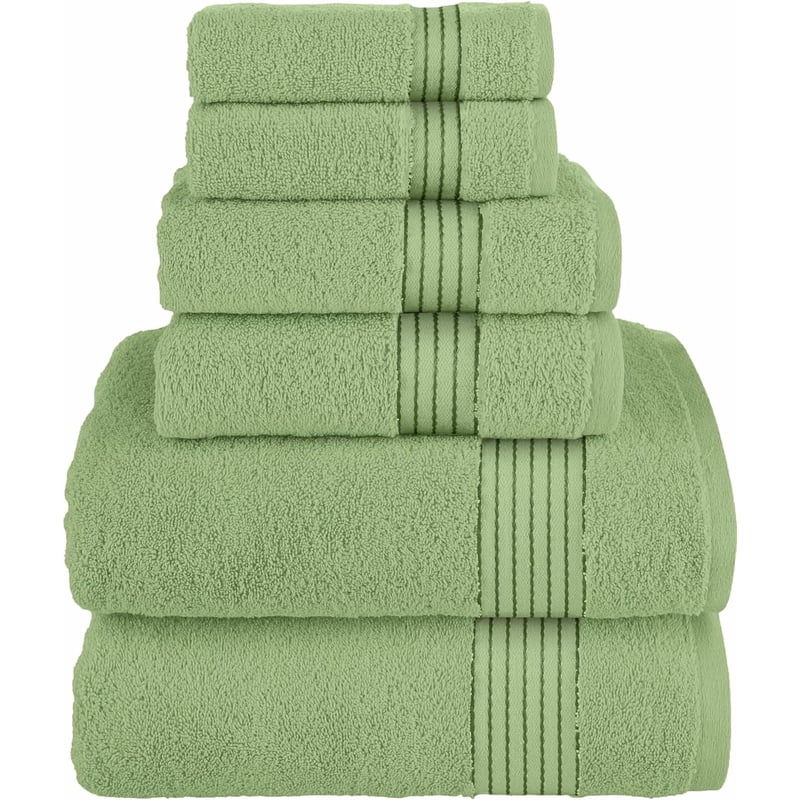 Sage 6-Piece Turkish Cotton Towel Set - Bath, Hand & Washcloths