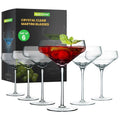 Crystal Martini Glass Set - 6 Elegant Hand Blown Glasses, Dishwasher Safe, One Size