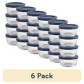 6-Pack Glass Food Storage Containers with Lids - 1 Cup Round