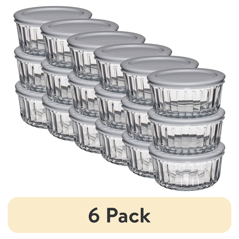 6-Pack Glass Food Storage Containers with Lids, 2 Cup Round