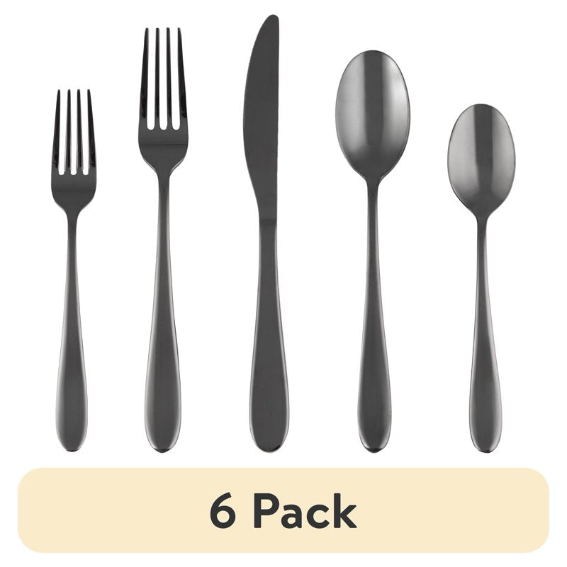 20-Piece Black Mirror Flatware Set - 6 Pack, Service for 4