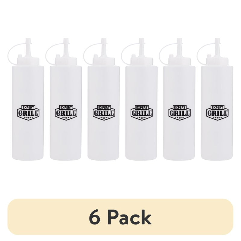14-Ounce Plastic Oil and Vinegar Dispensing Squeeze Bottle - 6 Pack