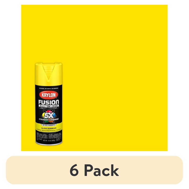 Krylon Fusion All-In-One Gloss Spray Paint - Sunbeam, 6 Pack, 12 oz
