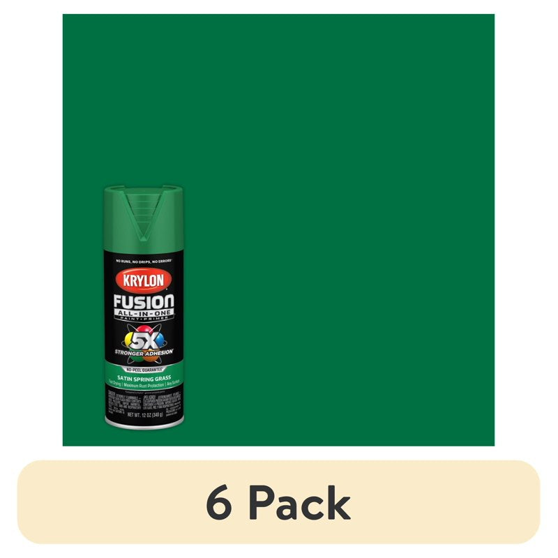 Satin Spray Paint - Krylon Fusion All-In-One, Spring Grass, 12 oz - 6 Pack