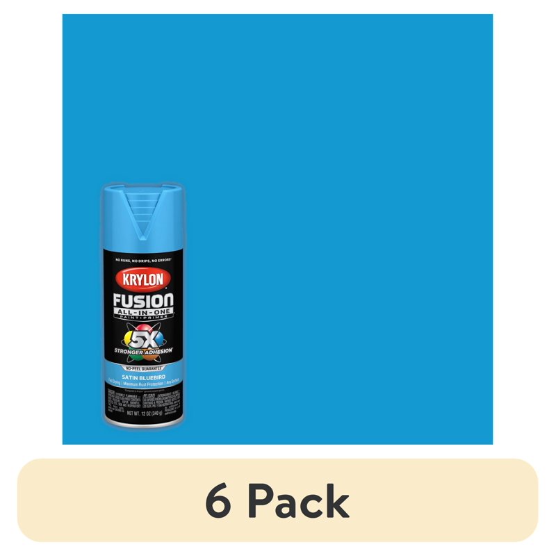 Krylon Fusion All-In-One Spray Paint - Satin Bluebird, 6 Pack