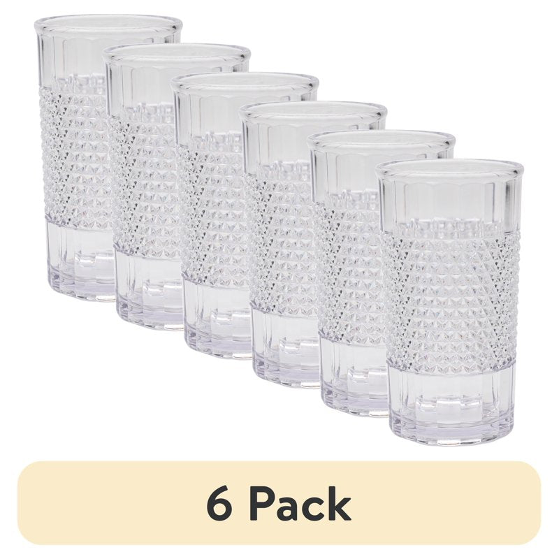 20 oz Clear Tall Acrylic Diamond Texture Tumblers - 6 Pack