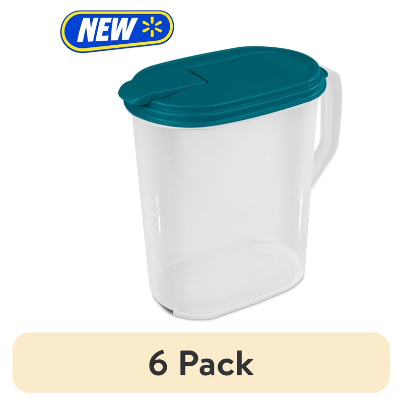 1 Gallon Oval Pitcher with Flip-Top Spout - 6 Pack, BPA-Free