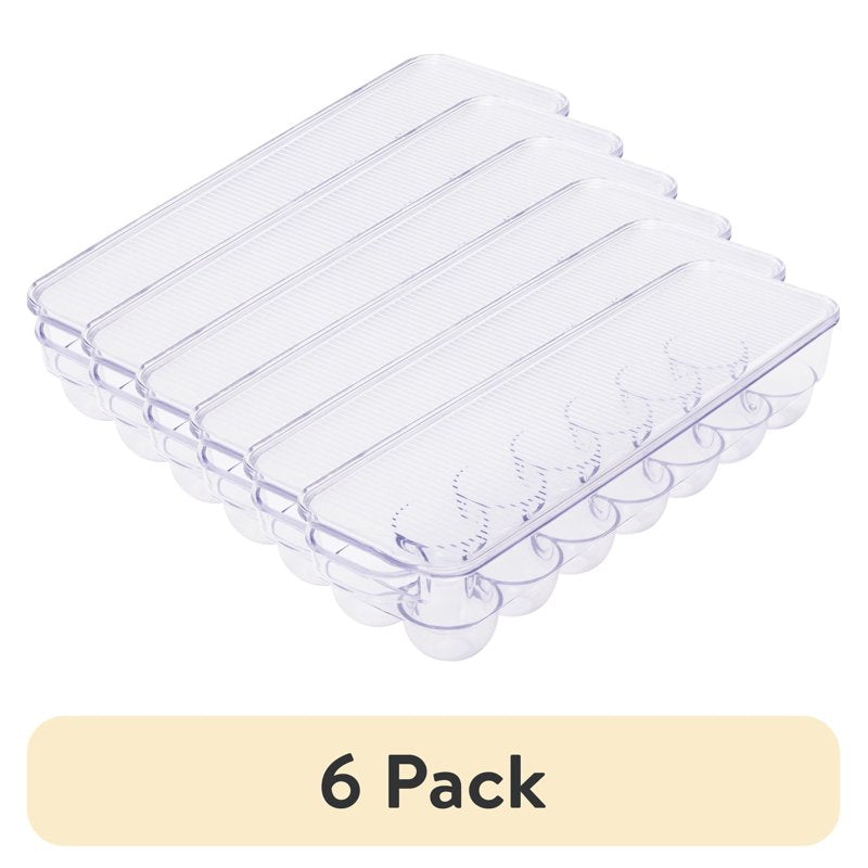 Clear Plastic Egg Holder - 6 Pack for Refrigerator Storage (Holds 14 Eggs)