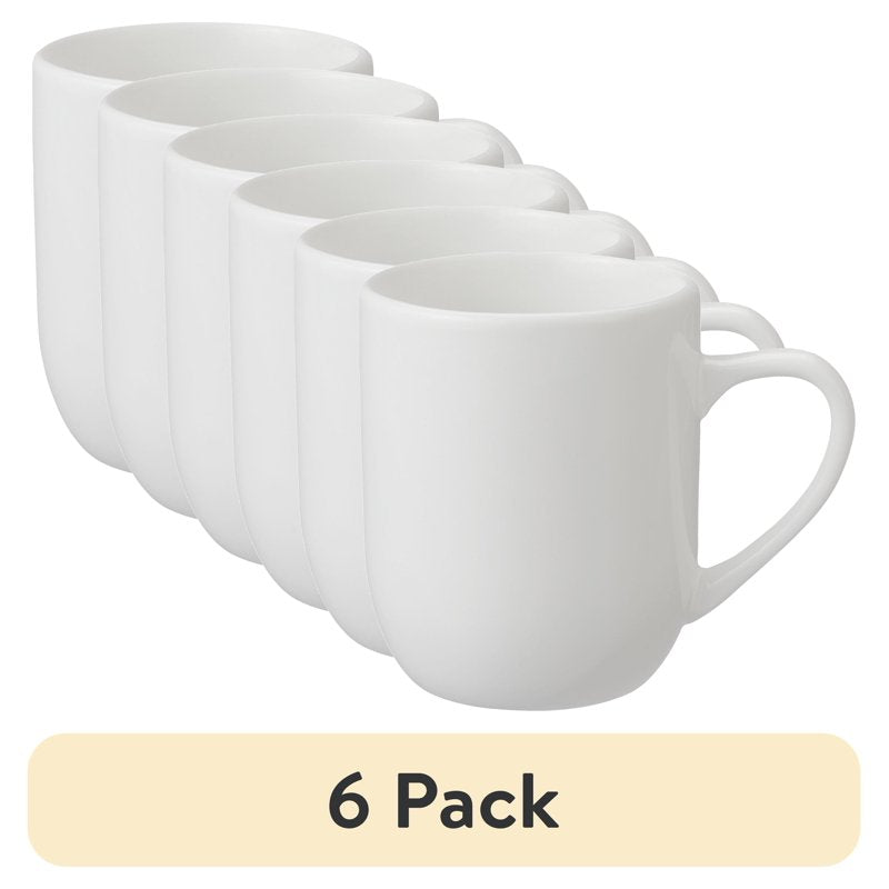 12 Oz Glazed White Stoneware Mug - 6 Pack