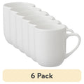 12 Oz Glazed White Stoneware Mug - 6 Pack