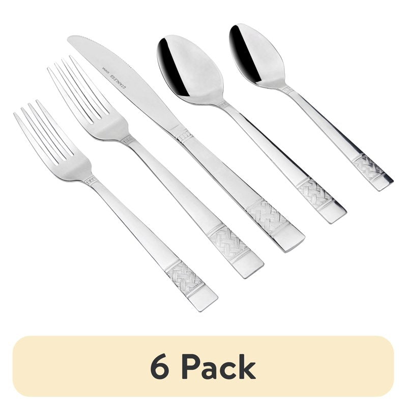 20 Piece Polished Stainless Steel Flatware Set - 6 Pack