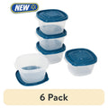 5.2 Cup Food Storage Containers - 6 Pack, Clear with Blue Lids