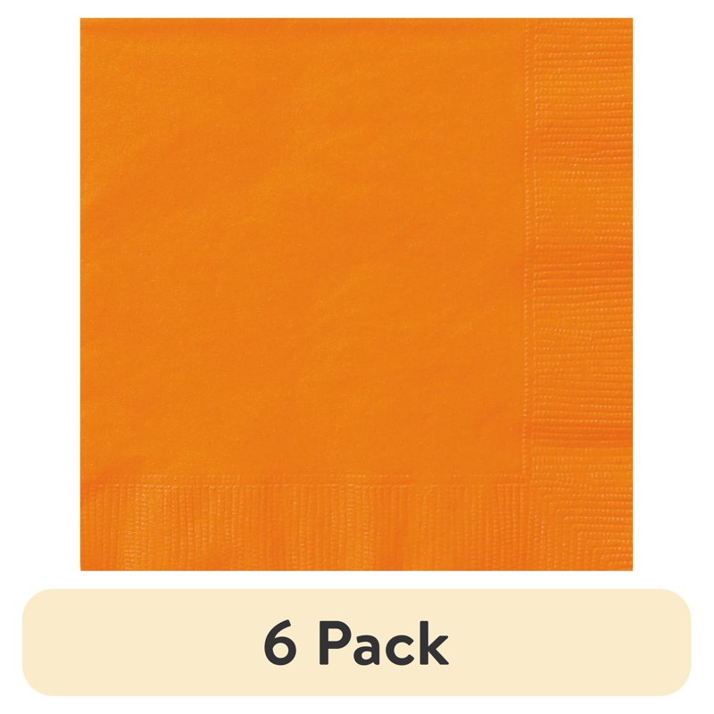 Orange Disposable Paper Napkins - 6.5 Inch, 24 Pack, Variation 6