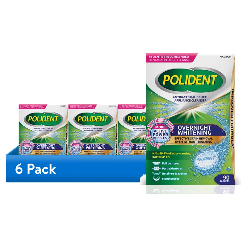 Denture Cleaning Tablets - Overnight Whitening, 90 Count