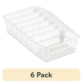 6 Pack Plastic Storage Baskets - White Open Organizers for Home & Office