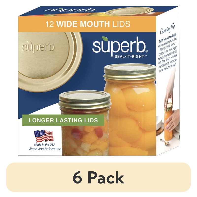 12-Pack Wide Mouth Mason Jar Lids - Replacement for Canning - 72 Count