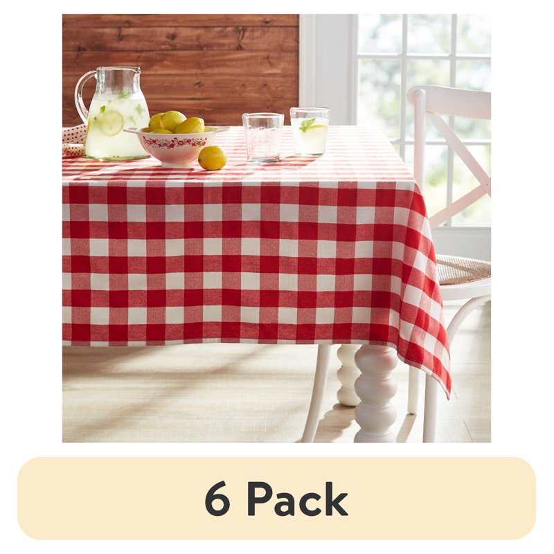 Charming Check Tablecloth Set - Multicolor, 60" x 84", 6 Pack