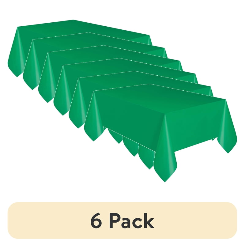 54" x 108" Green Rectangular Plastic Table Covers - 6 Pack