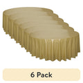 Gold Round Plastic Table Cover - 84 Inch, 6 Pack