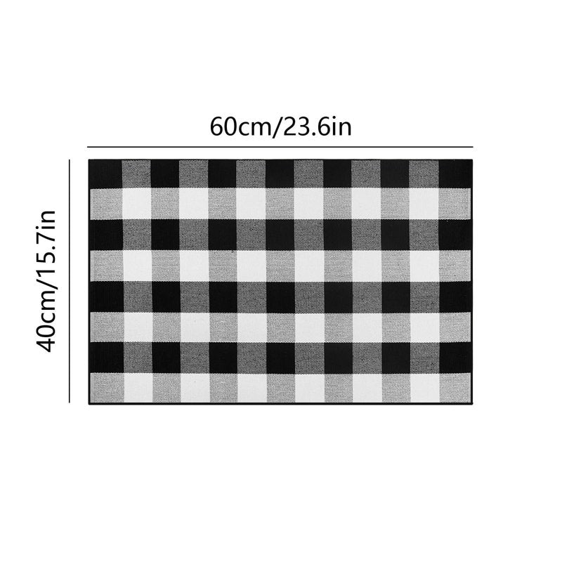 Outdoor Fall Rug - Extra Soft Woven Plaid Doormat for Front Door & Porch - Variation #5