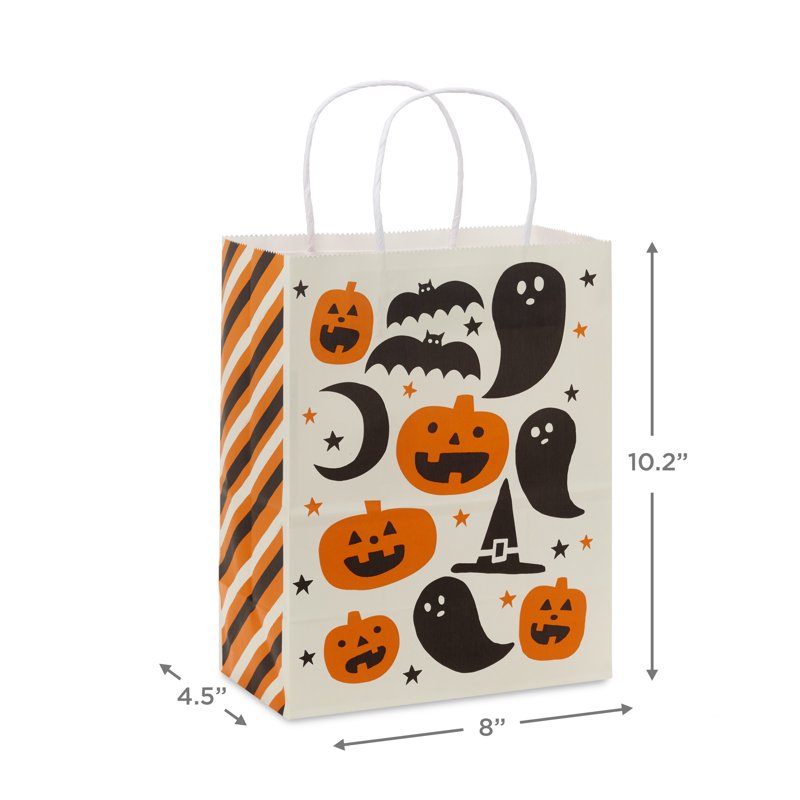Halloween Gift Bag with Pumpkins Ghosts and Bats - Medium Size