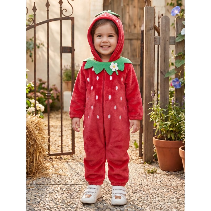 Toddler Baby Strawberry Costume Jumpsuit - Red 3-4 Years Halloween Romper
