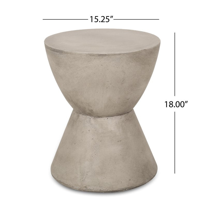 Lightweight Outdoor Concrete Side Table - Hourglass Design