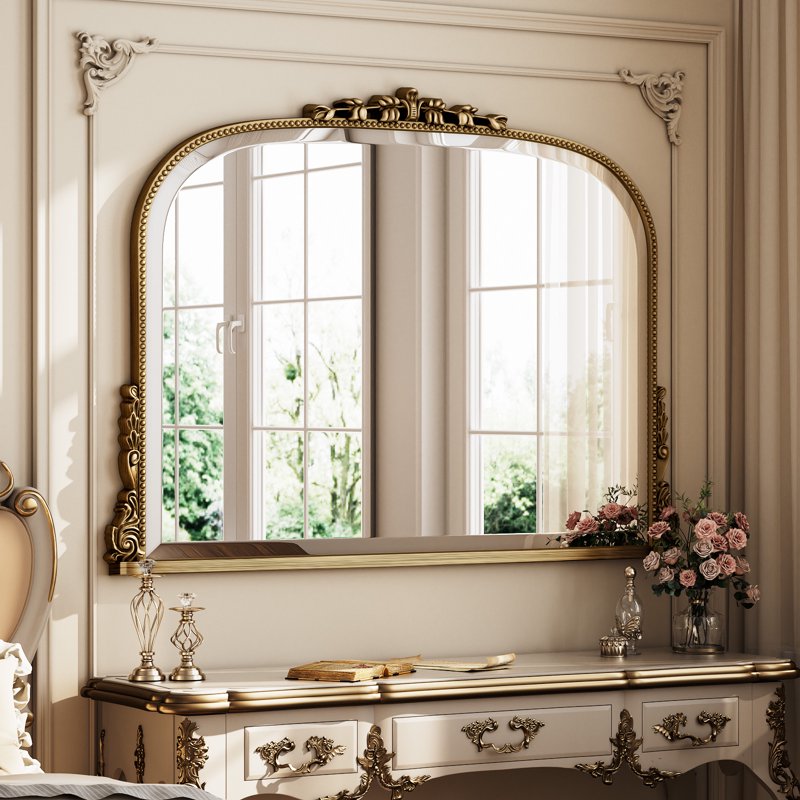 32x44 Antique Bronze Bathroom Mirror - Vintage Wall Arched Frame