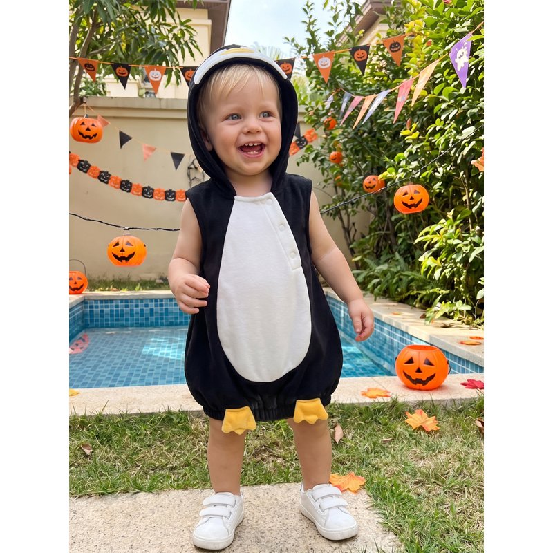 Black Penguin Toddler Baby Costume - 6-12 Months Infant Halloween Animal Outfit