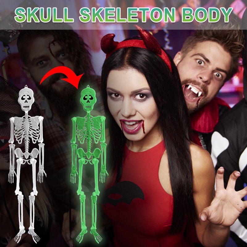 Glow in The Dark Skeleton Figurines - Halloween Skeleton Decorations, 7.9 Inch, 4 Pack