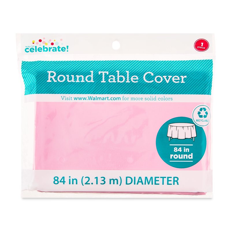 84IN Light Pink Round Plastic Table Cover - 6 Pack