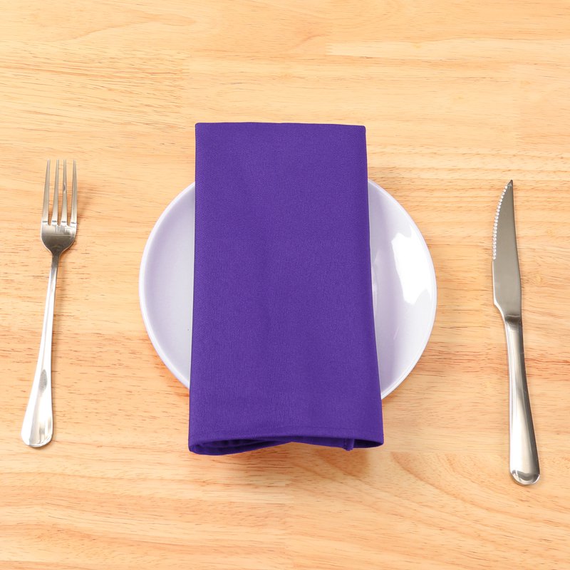 6 Pack Dark Purple Polyester Cocktail Napkins - 18x18 Inch