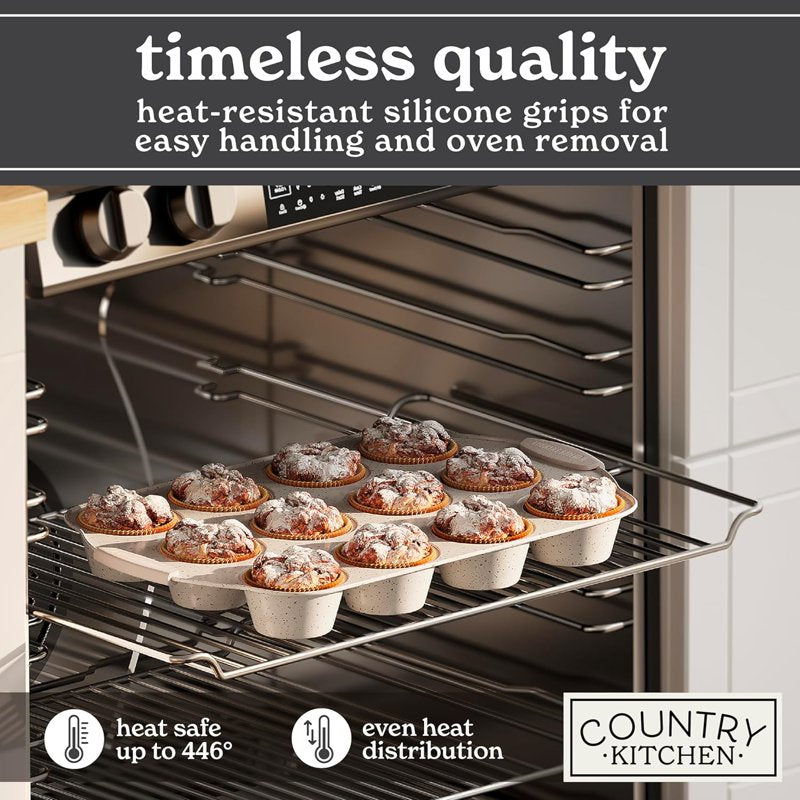 10-Piece Nonstick Bakeware Set - Stackable Design, Cream