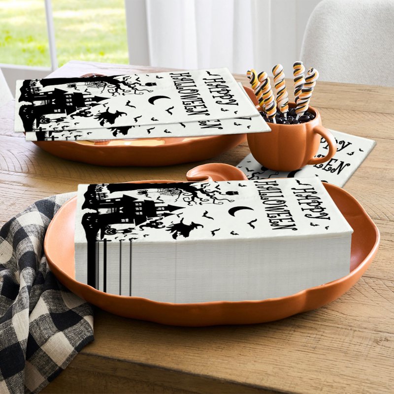 Dead Tree Castle Halloween Paper Napkins - 100PCS, Type G, Vivid Design