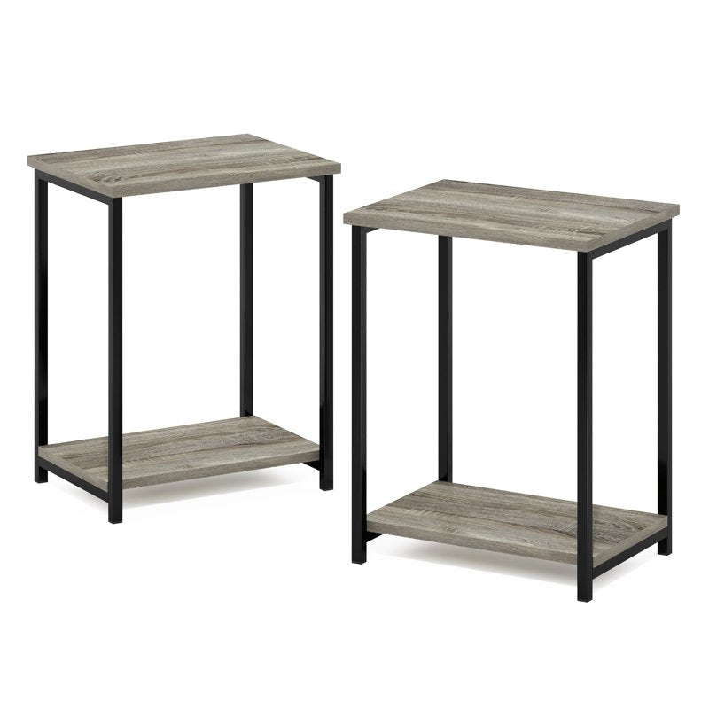 Industrial Metal Frame End Table Set - 2-Pack, White