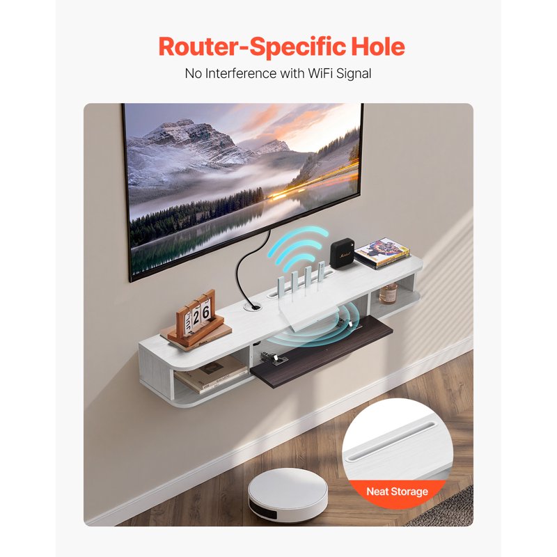 47-Inch Floating TV Stand with Storage Compartment - Media Hub