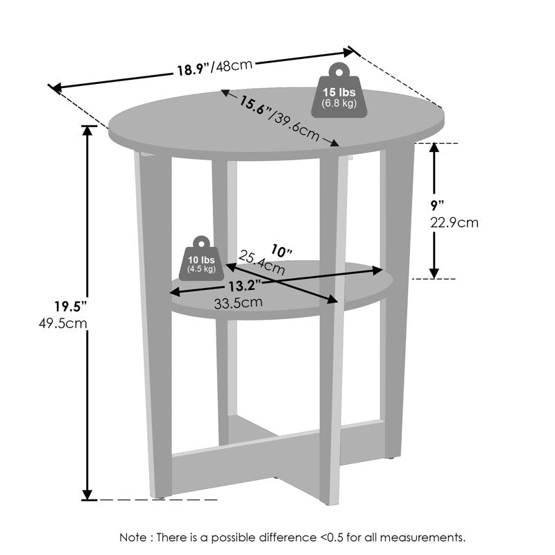 Oval End Table Set of 2 - Black Walnut - Stylish Storage Solution